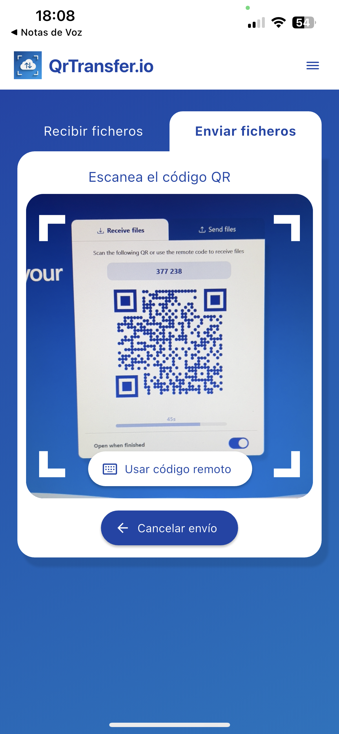 Escanea el QR desde el móvil