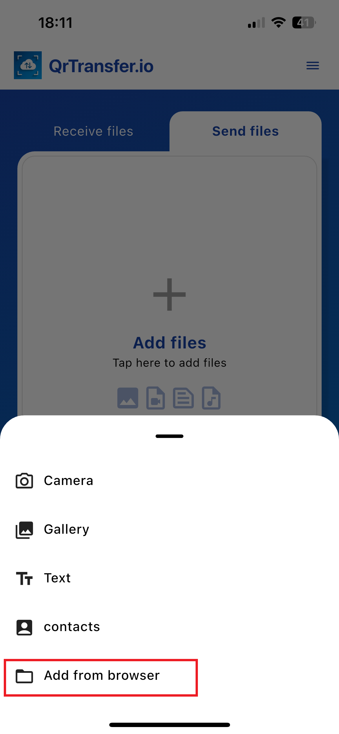 Selecciona los archivos en el iPhone