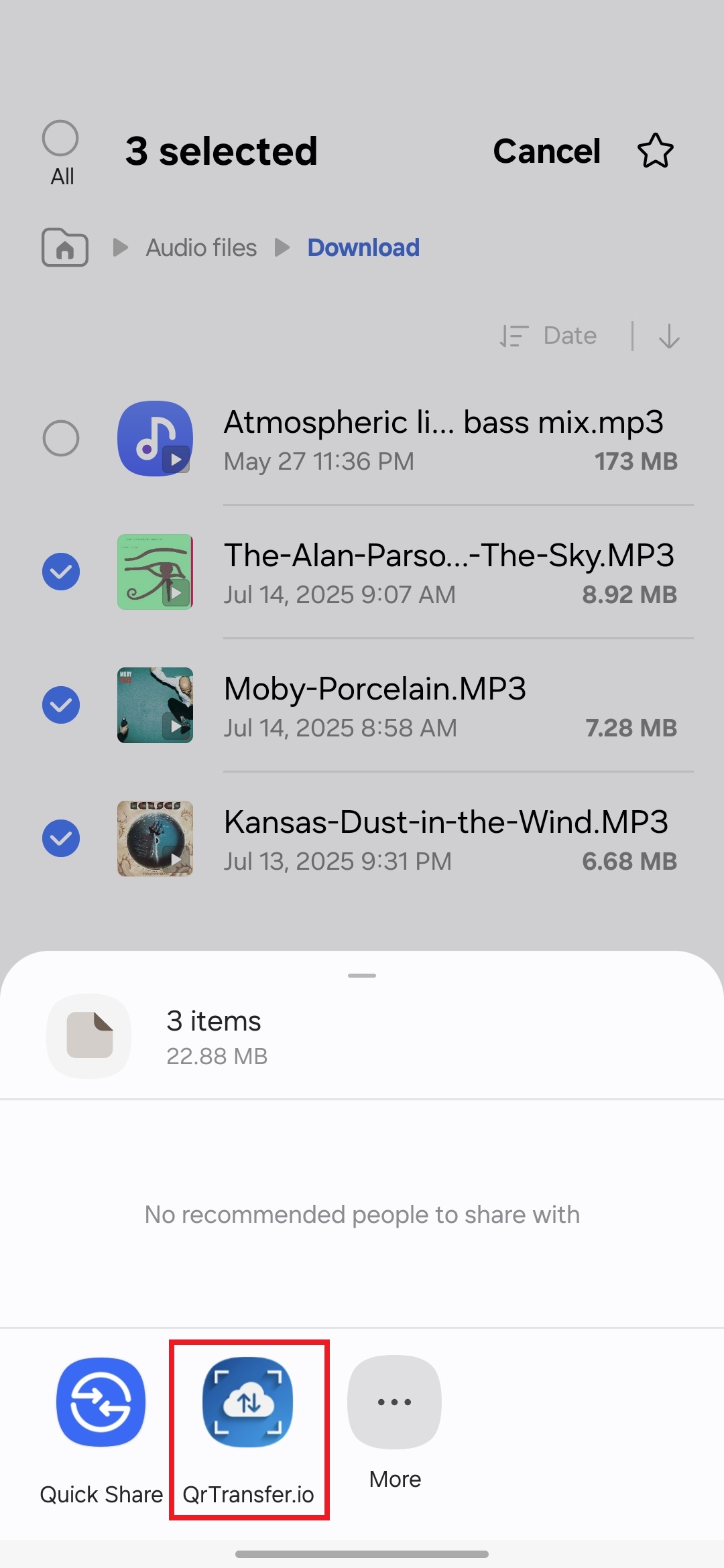 Encuentra en tu móvil la música que quieres enviar
