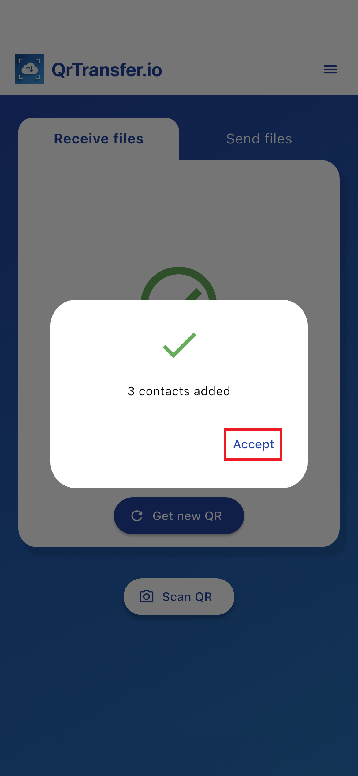 Importa los contactos recibidos